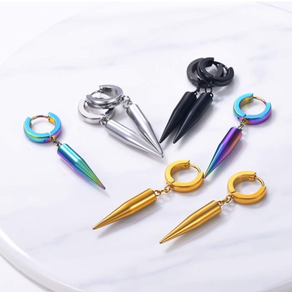 Punk Stainless Steel Spike Hoop Earring
